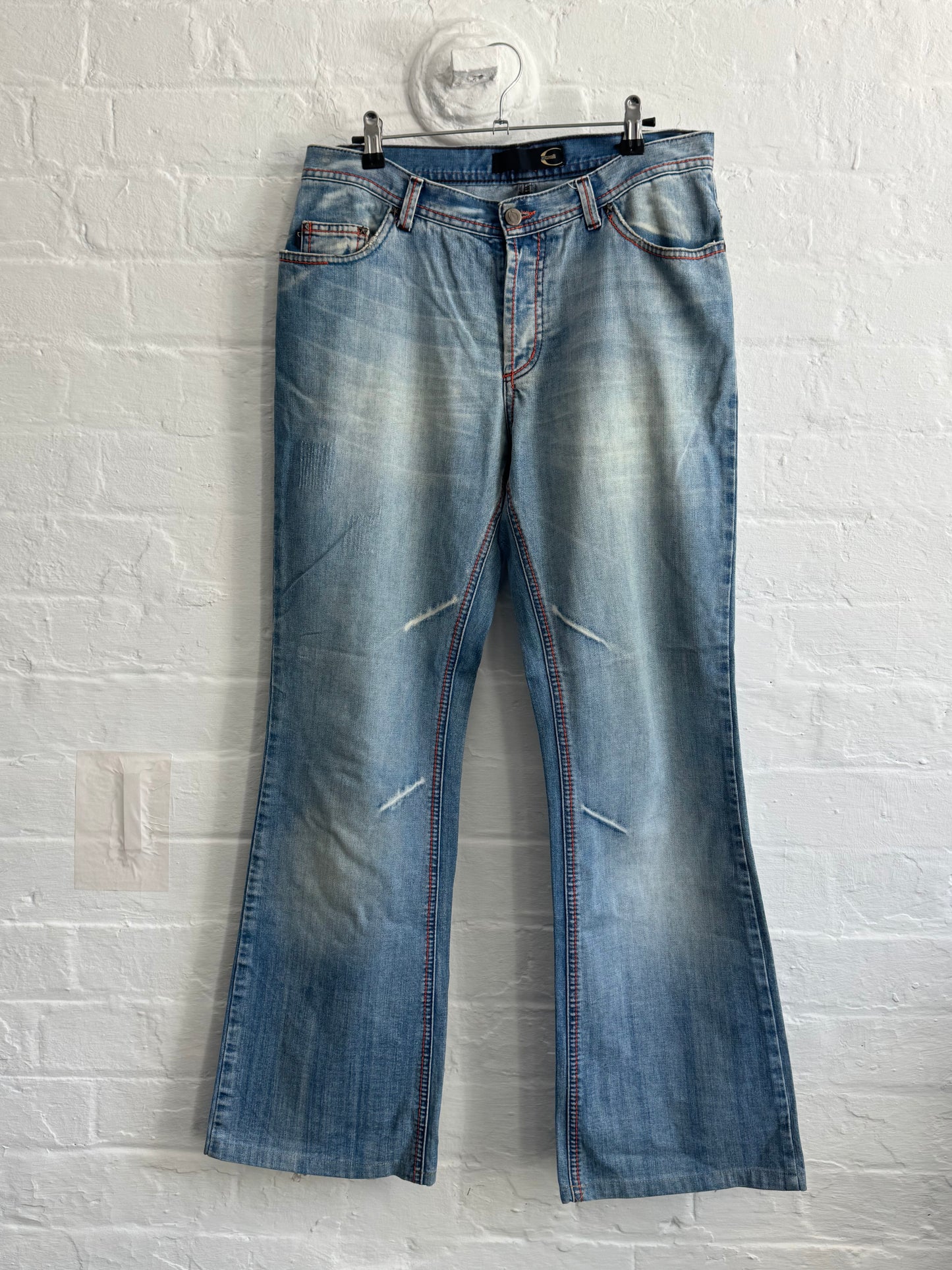 '00s Roberto Cavalli Just Cavalli Contrast Stitch Bootcut 'Scar' Denim (32)