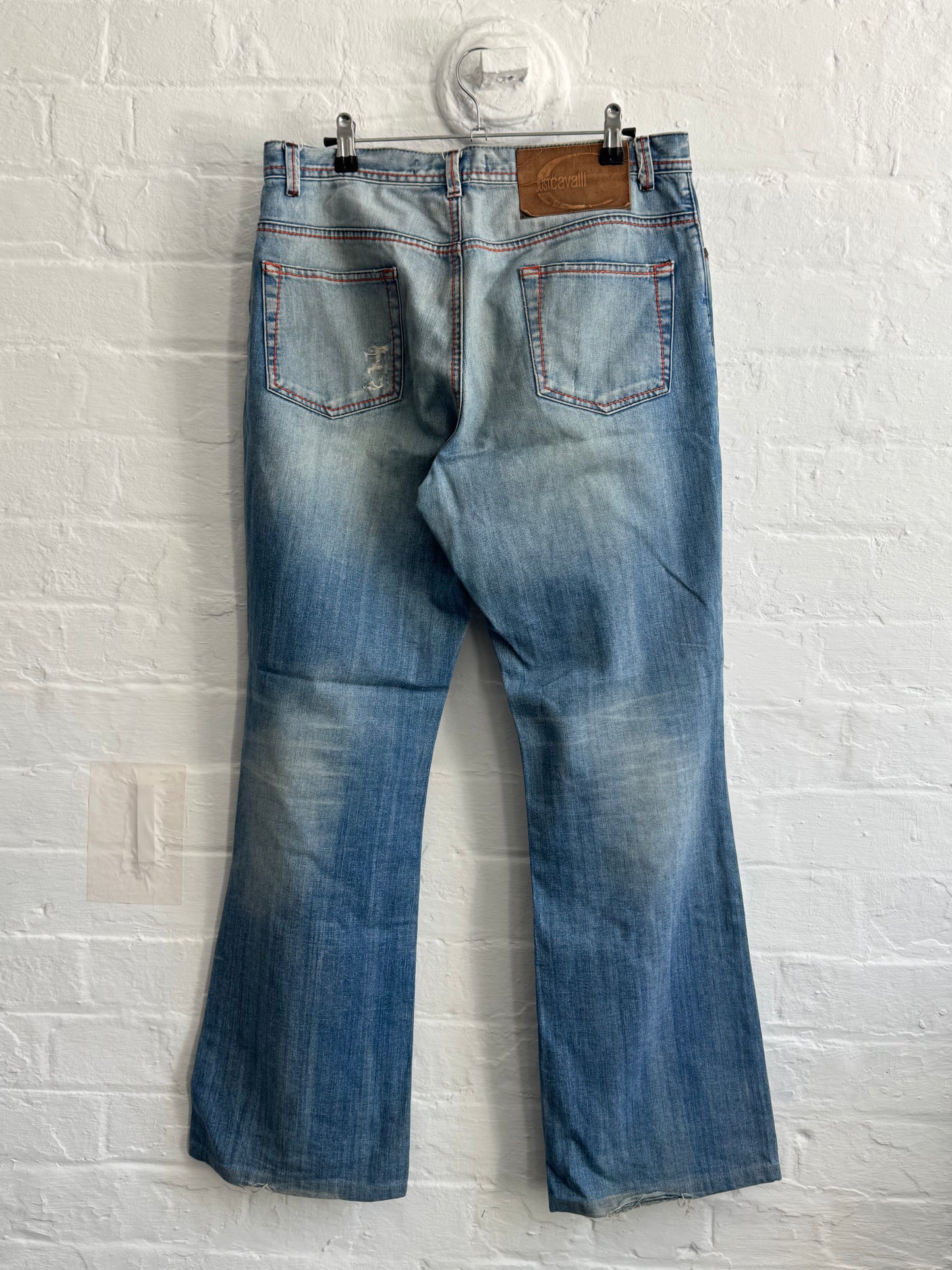 '00s Roberto Cavalli Just Cavalli Contrast Stitch Bootcut 'Scar' Denim (32)