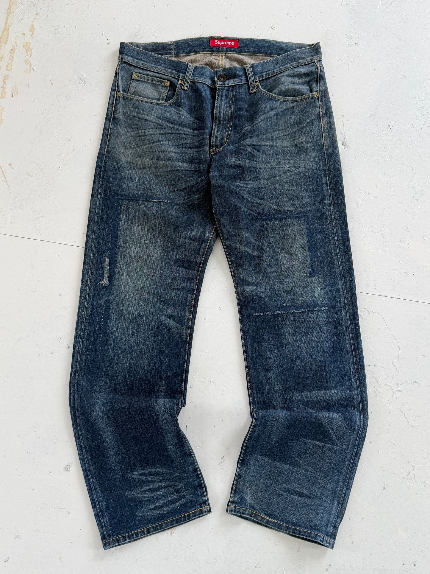 '08 Supreme X Neighbourhood 'Savaged' Selvedge Denim Jeans (34)
