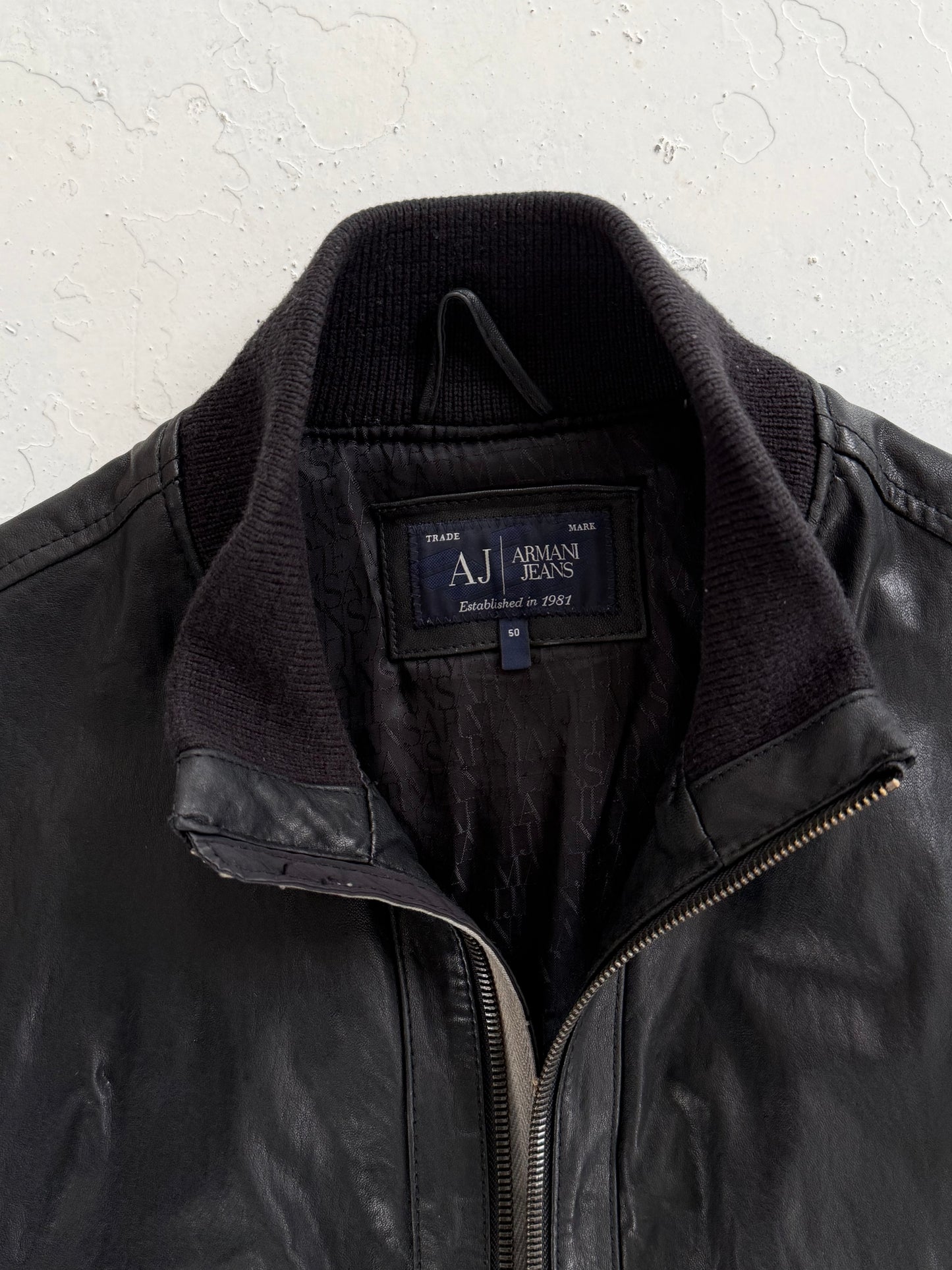 '00s Armani Jeans Lambs Leather Nylon Hybrid Jacket (M)