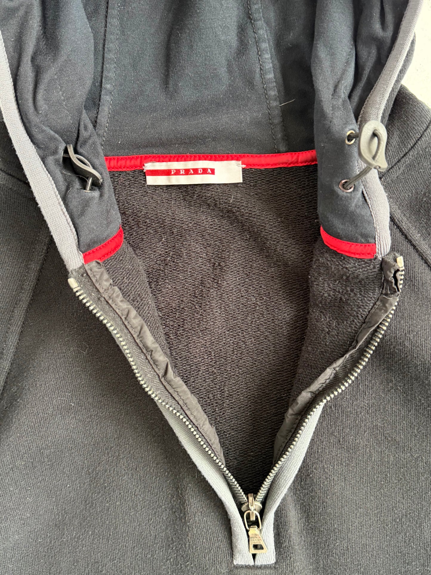 '00s Prada Sport Contrast Piping Quarter Zip Hoodie (S)