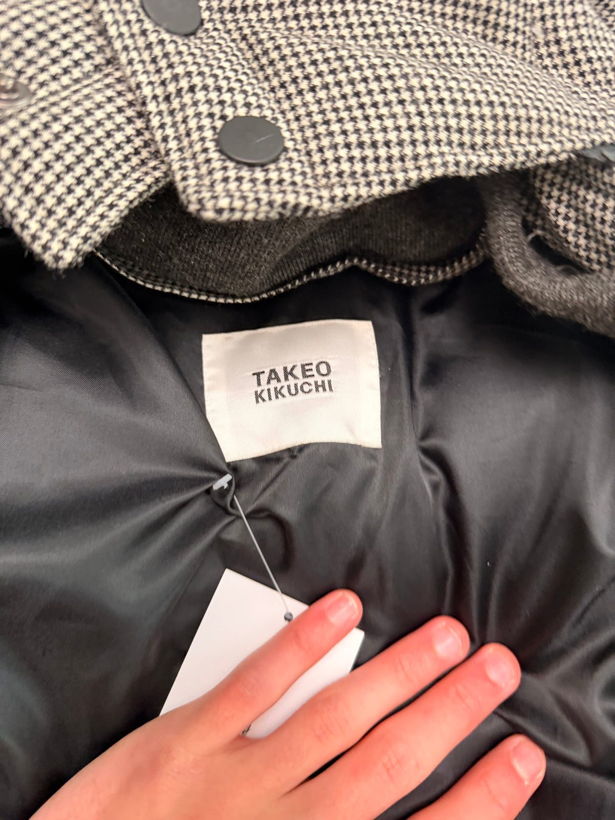 '00s Takeo Kikuchi Gingham Down Fur Hood (M)