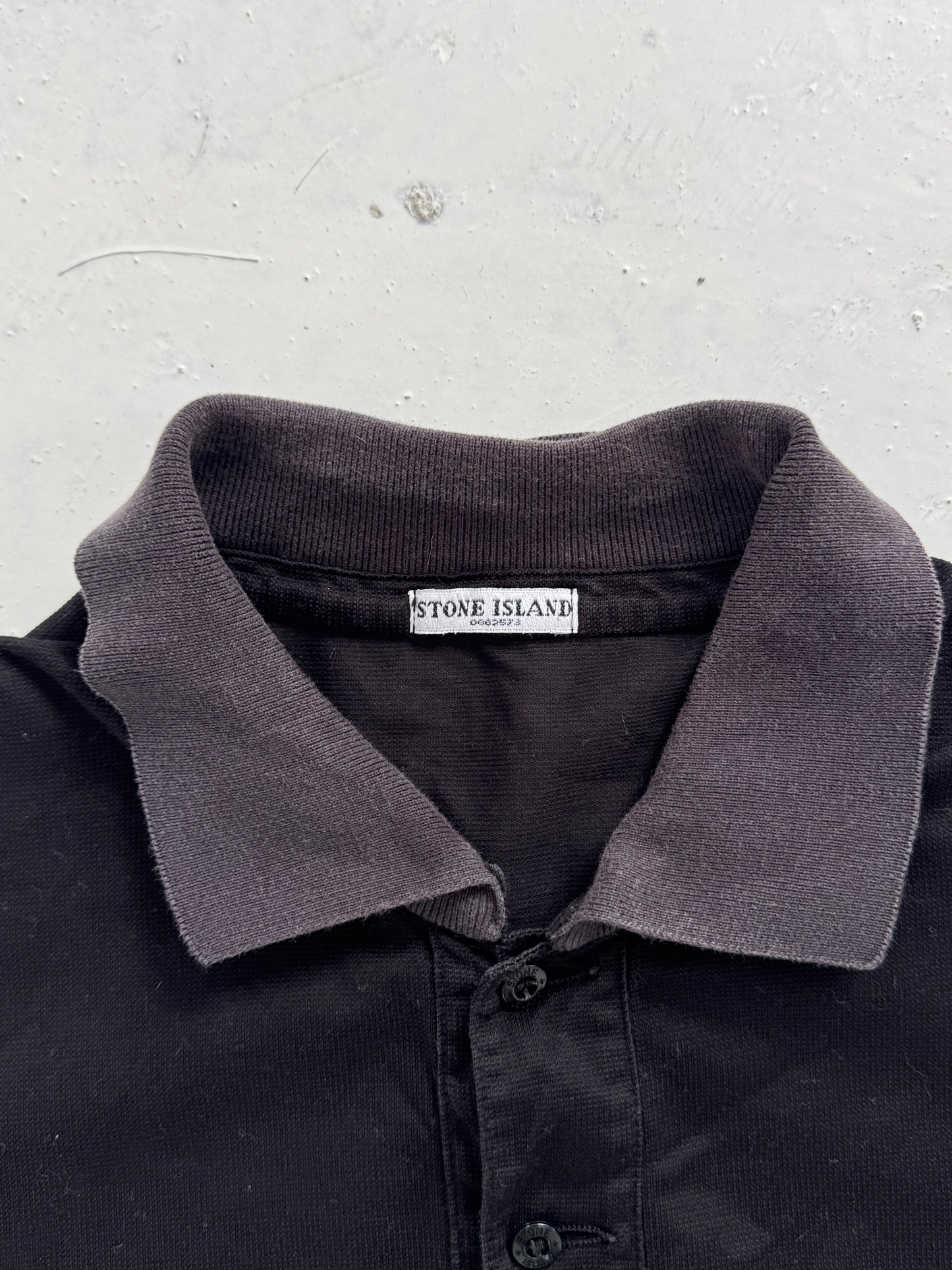 '00s Stone Island Fine Mesh Spellout Logo Polo (M)