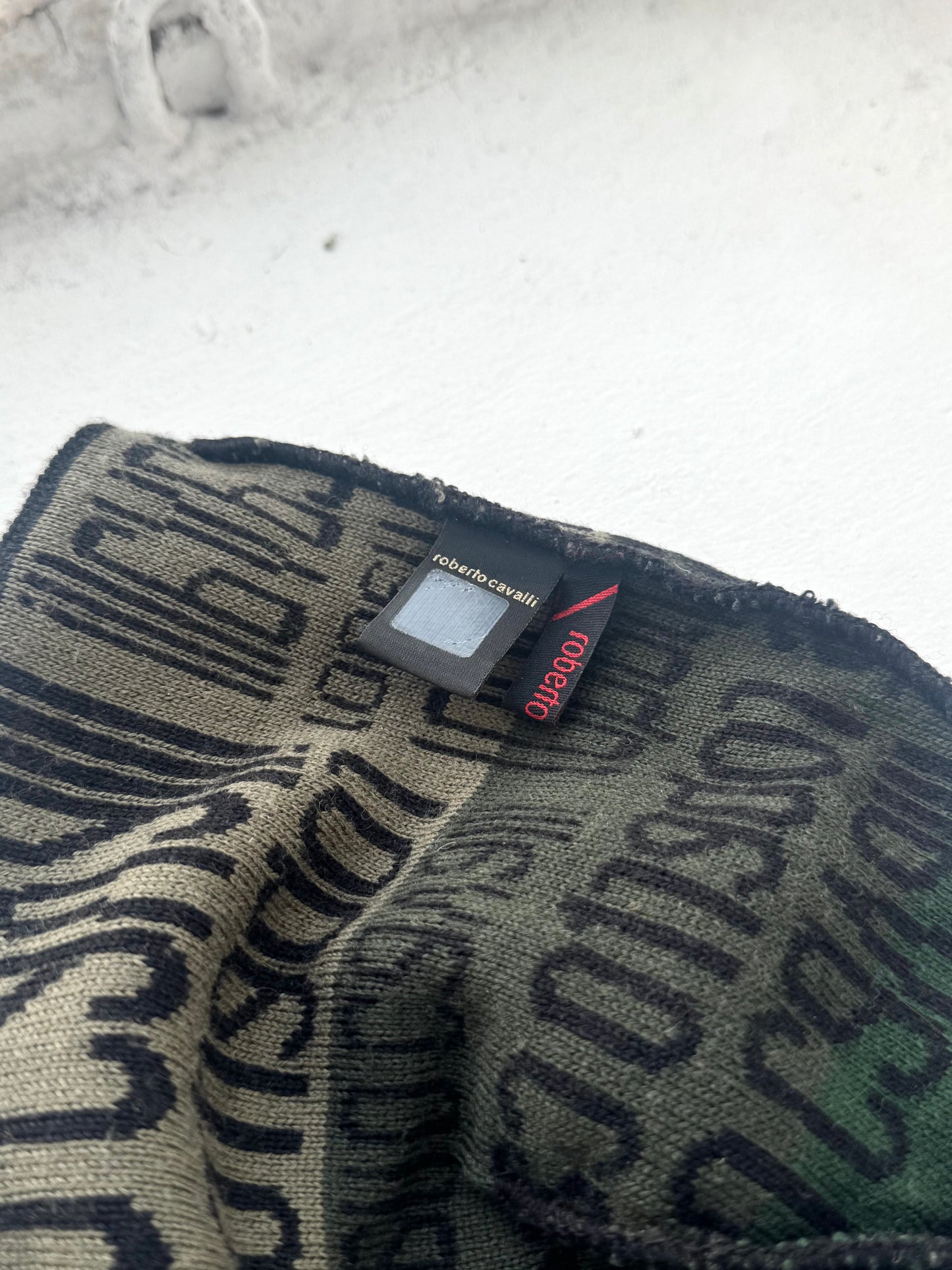 00s Roberto Cavalli Wool Monogram Beanie