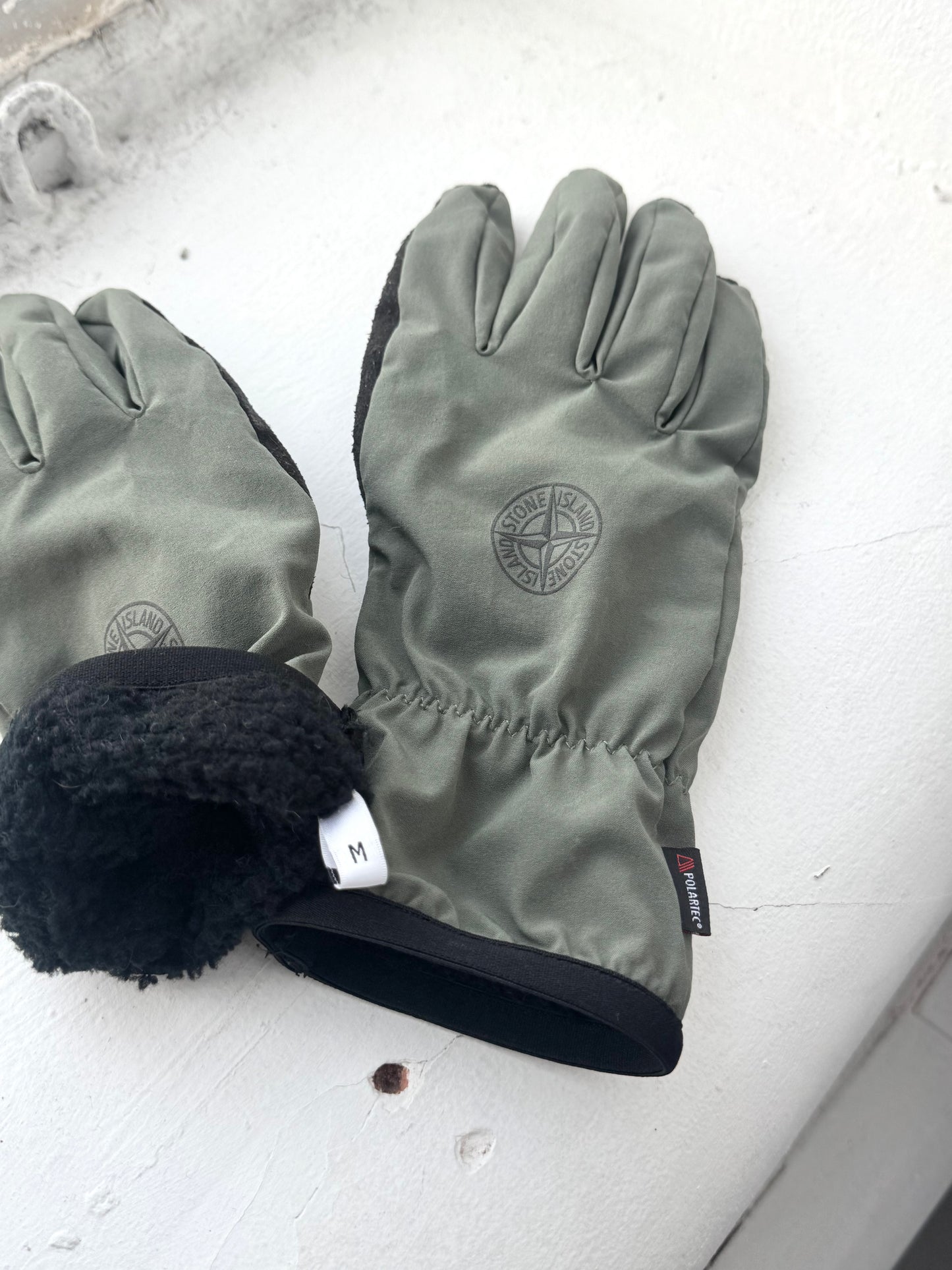 '21 Stone Island Polartec Fleece Lined Gloves (M)