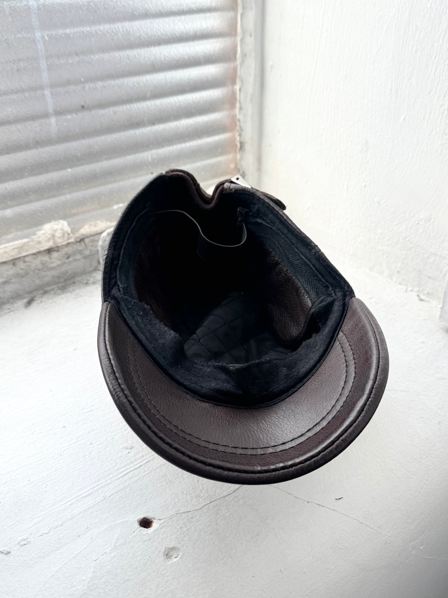 '80s Full Grain Leather Bakers Cap