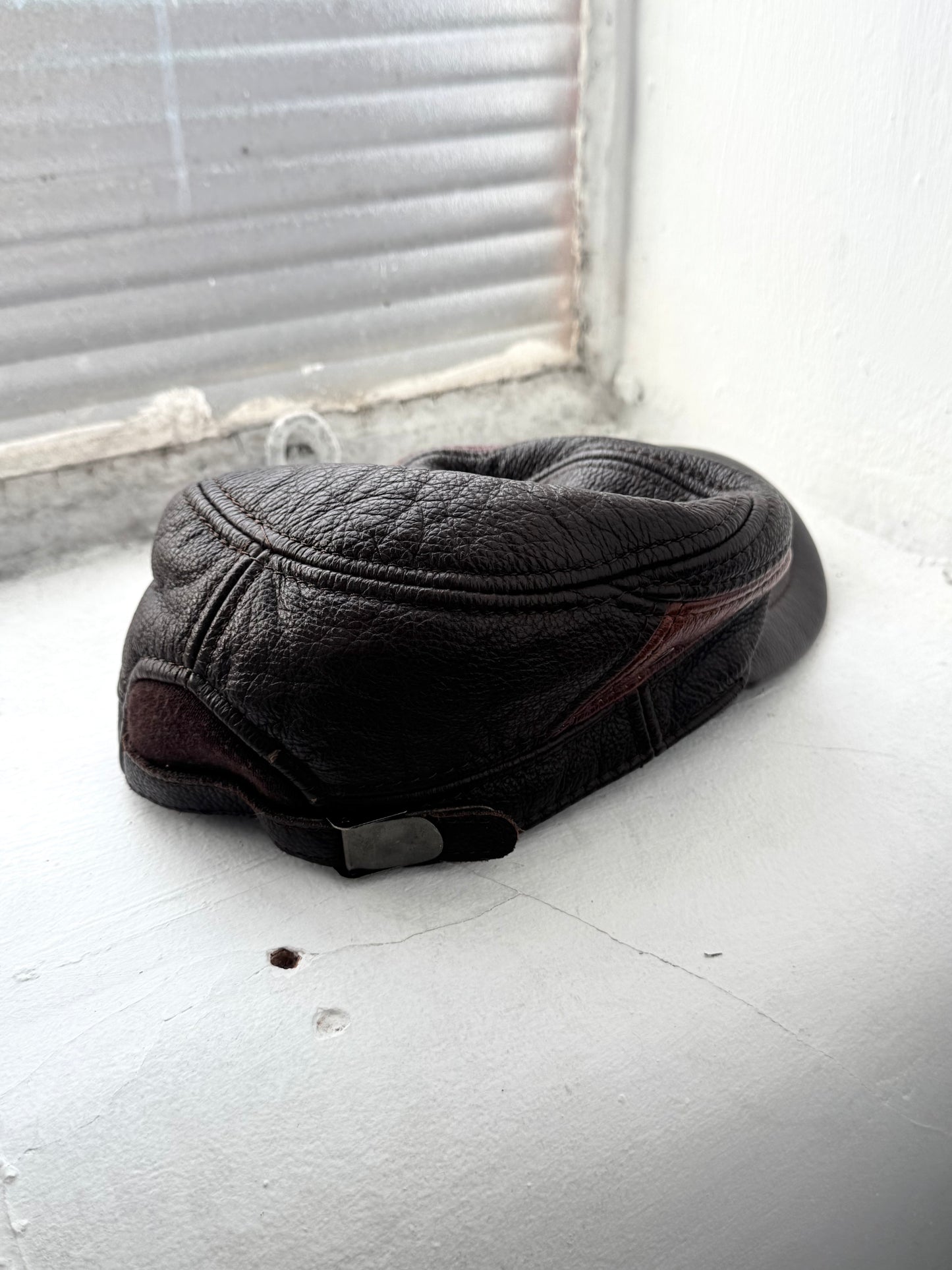 '80s Full Grain Leather Bakers Cap