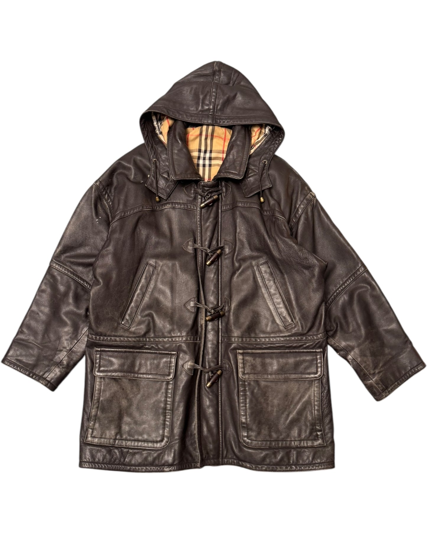 '99 Burberry Nova Check Monte Carlo Rally Gifted Leather Duffel Jacket (M)