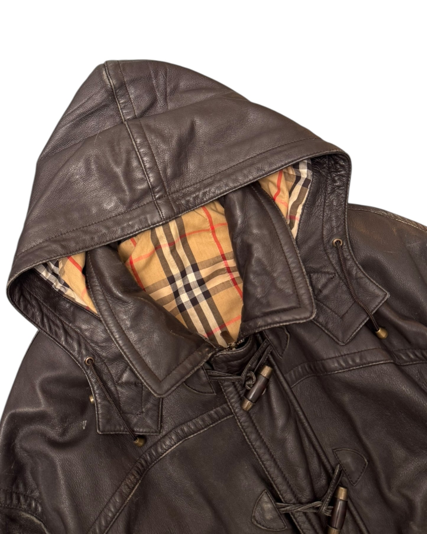 '99 Burberry Nova Check Monte Carlo Rally Gifted Leather Duffel Jacket (M)