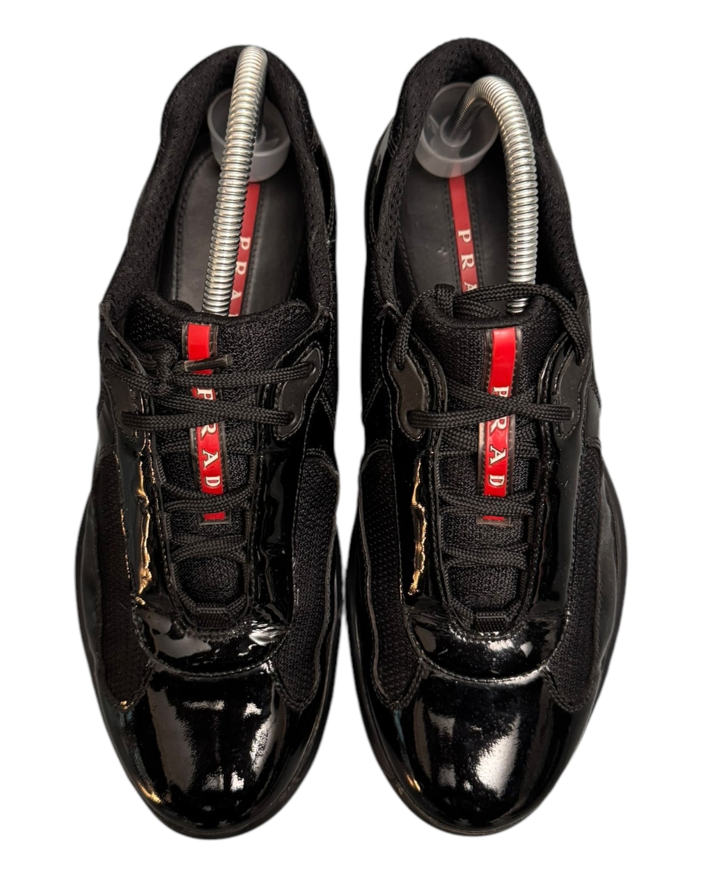 00s Prada Americas Cup Patent Black Sneakers (UK 8)