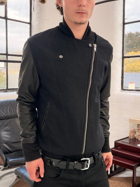 ‘00s Cabane De Zucca Asymmetrical Zip Leather Jacket (S)