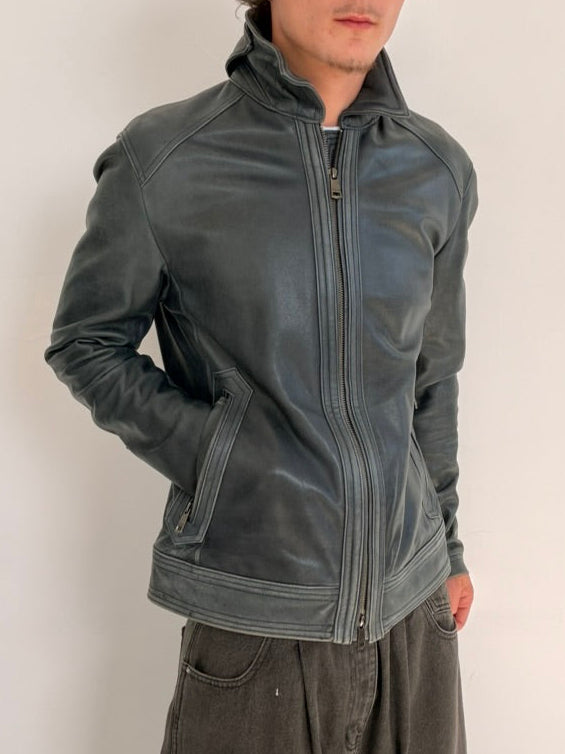 '00s Burberry Black Label Leather Jacket (M)