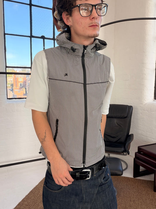 ‘00s Burberry Black Label Gingham Gillet Hooded (S)