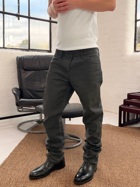 ‘00s Burberry Brit Wax Black Selvedge Straight cut Jeans (32x34)