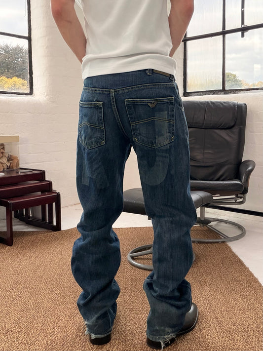 ‘00s Armani Jeans Rear Spell Out Bootcuts (32x32)