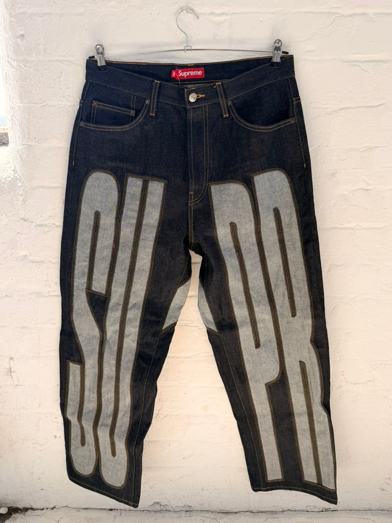 Supreme Inset Spellout Jeans (W30)