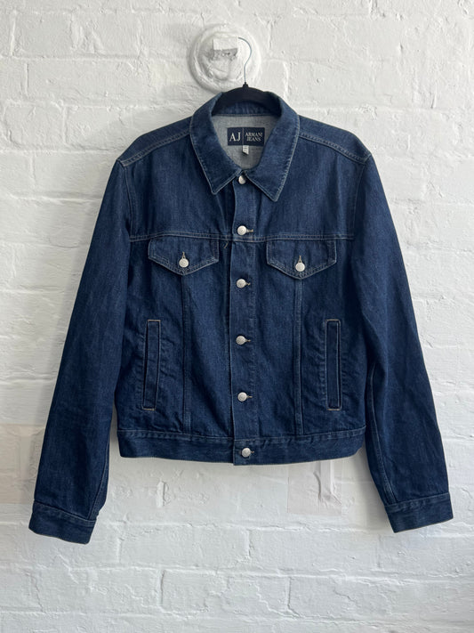 '00s Armani Jeans Raw Denim Trucker Jacket (M)