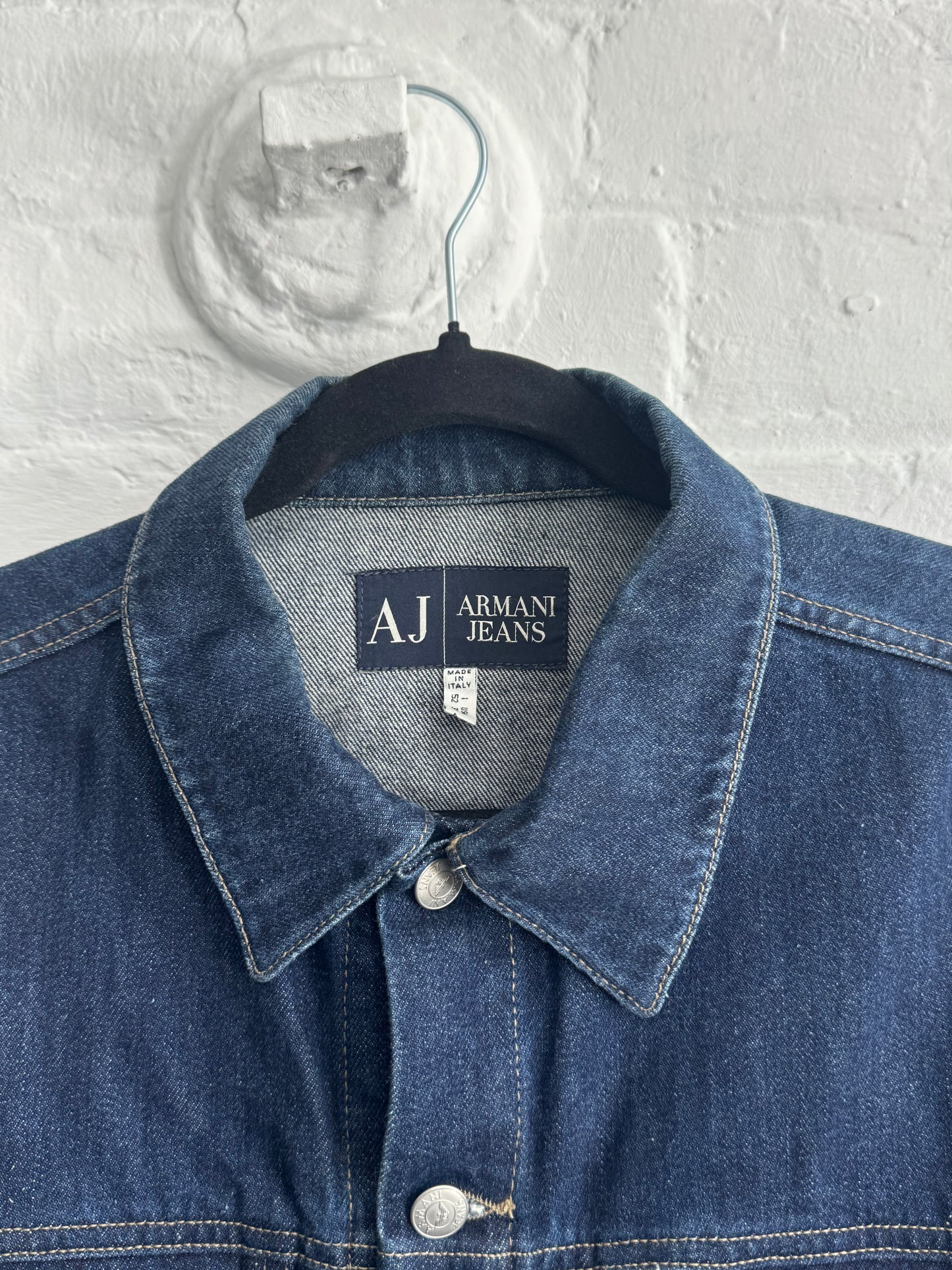 '00s Armani Jeans Raw Denim Trucker Jacket (M)
