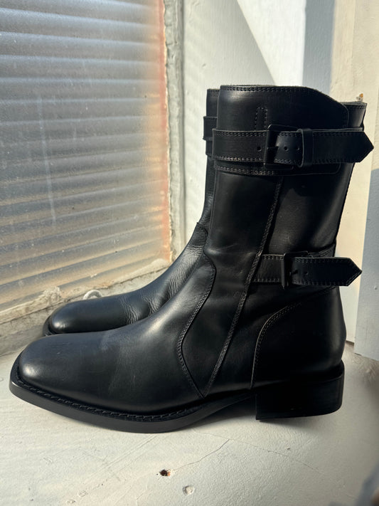 Anne Demeulemeester Calf Length Slim Biker Buckle Boots (UK 9)