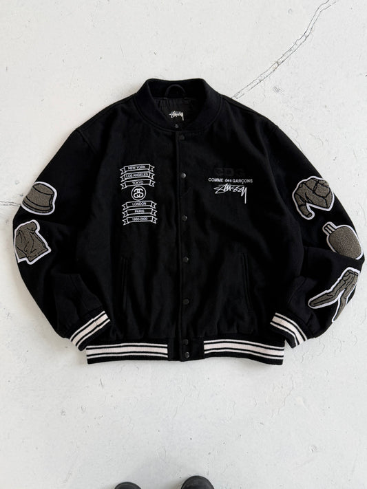 Comme Des Garçons X Stussy Wool 40th Anniversary Spellout Varsity Jacket (M)