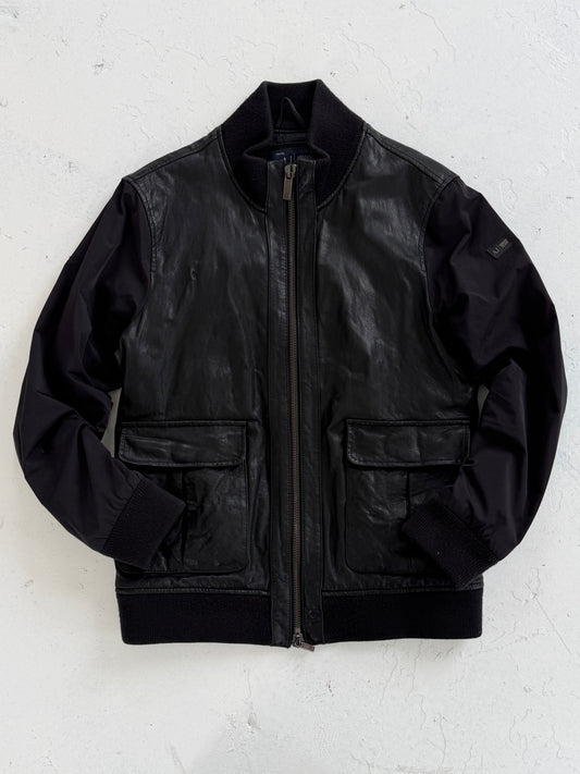 '00s Armani Jeans Lambs Leather Nylon Hybrid Jacket (M)