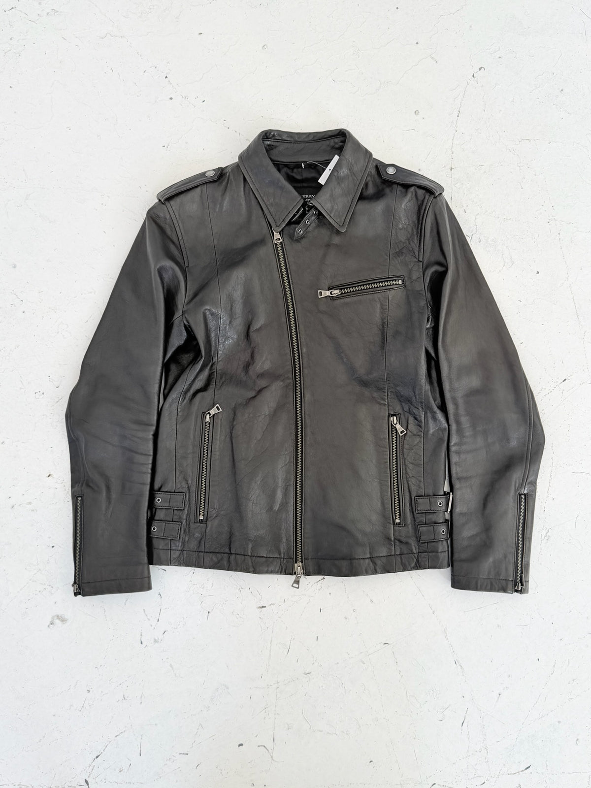 ‘00s Burberry Black Label Leather Jacket (M)