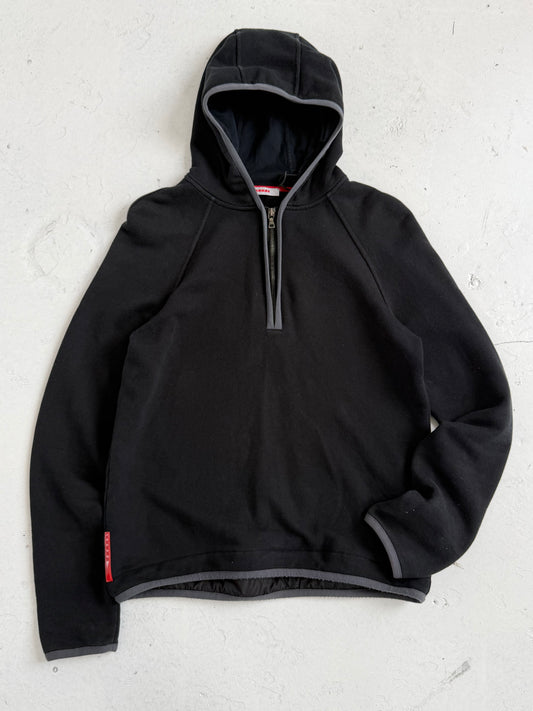 '00s Prada Sport Contrast Piping Quarter Zip Hoodie (S)