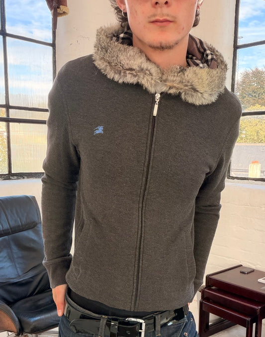 '00s Burberry Black Label Rabbit Fur Hoodie (S)