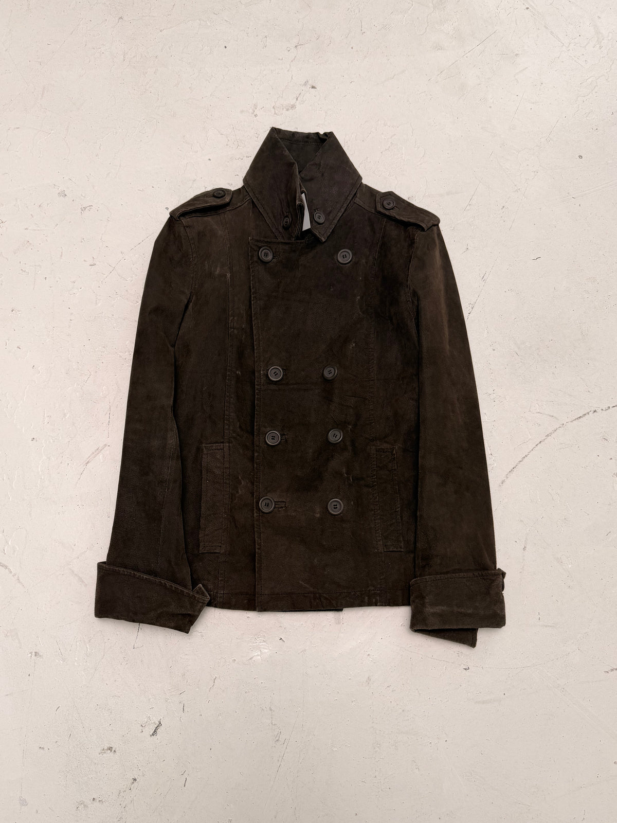 '00s Pig Skin Leather Pea Coat (S)