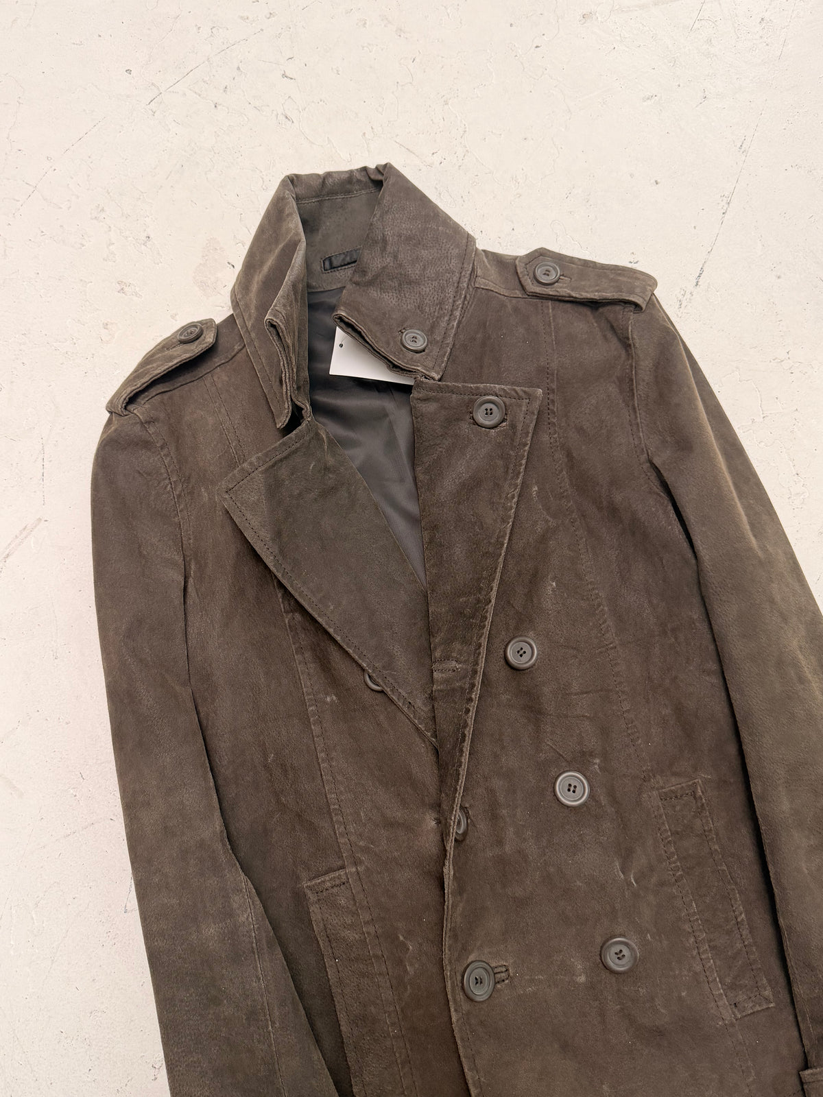 '00s Pig Skin Leather Pea Coat (S)