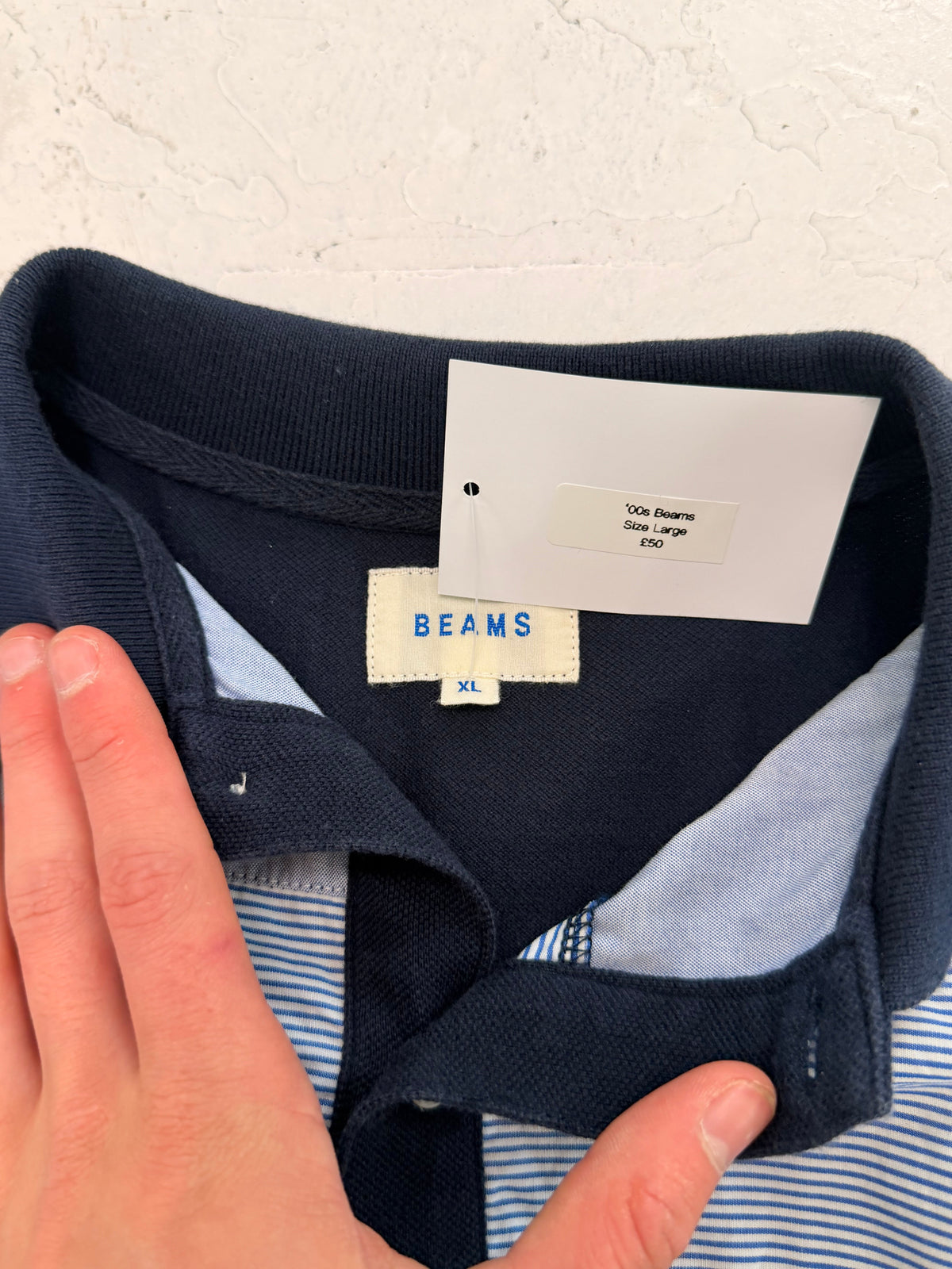 '00s Beams Gingham Pannel Polo (L)