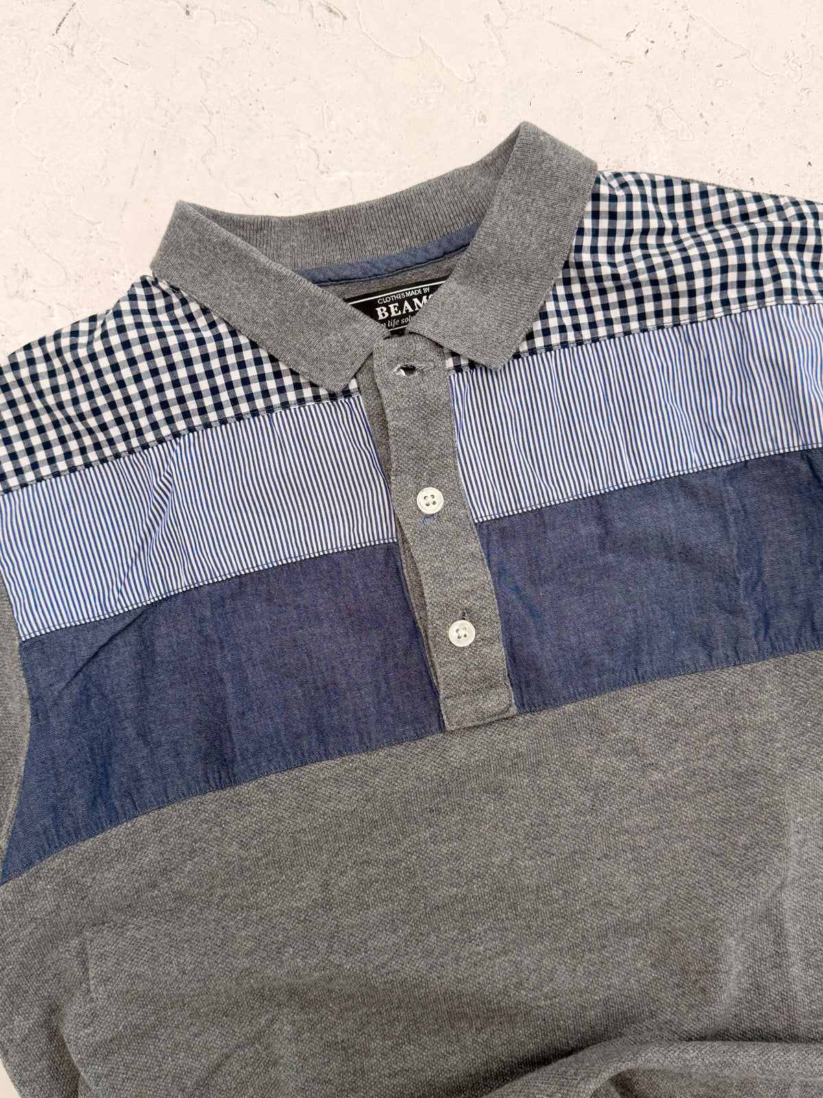 '00s Beams Gingham Pannel Polo (S)