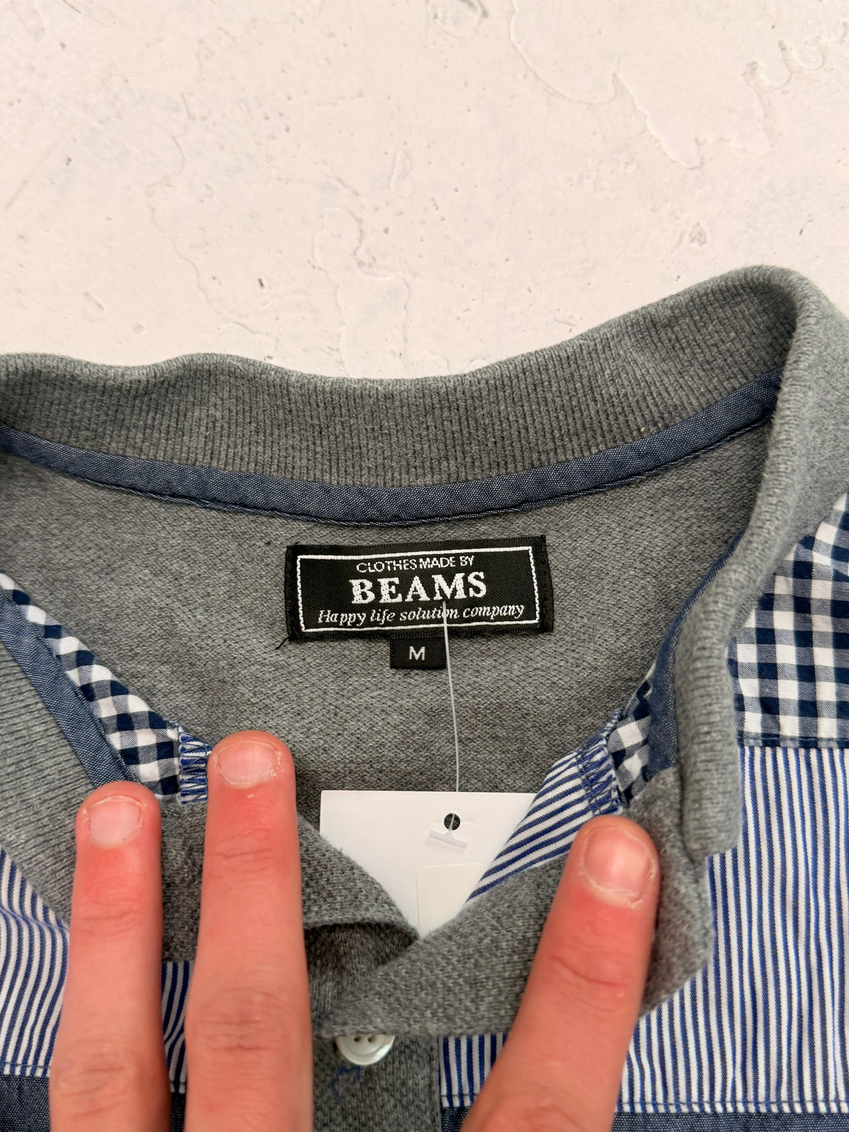 '00s Beams Gingham Pannel Polo (S)