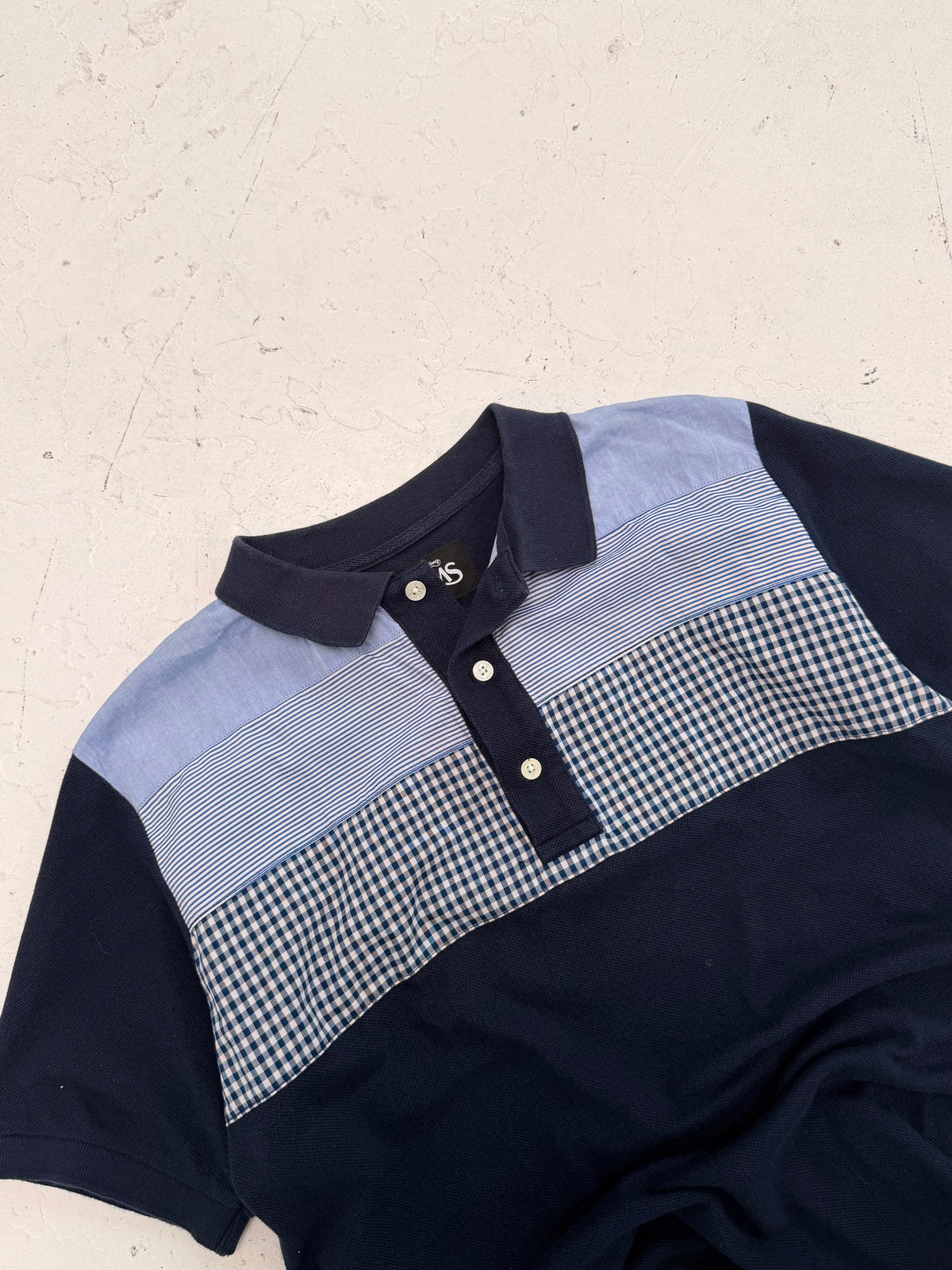 '00s Beams Gingham Pannel Polo (L)