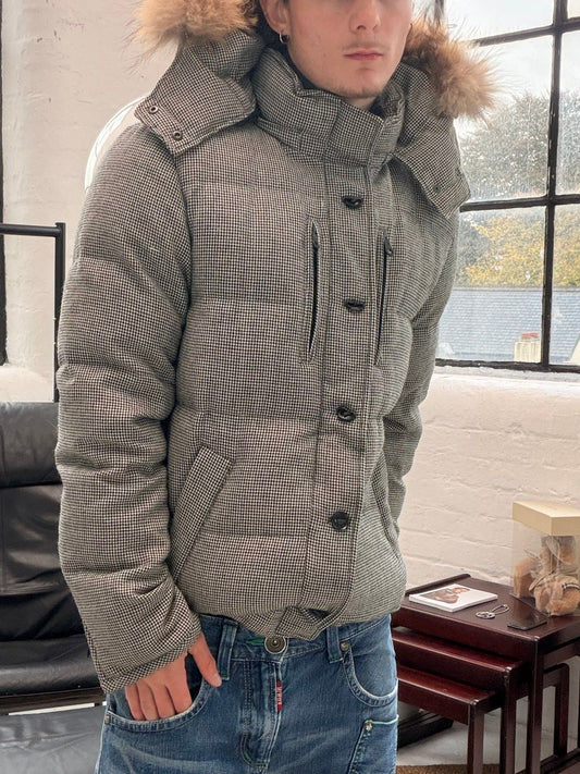 '00s Takeo Kikuchi Gingham Down Fur Hood (M)