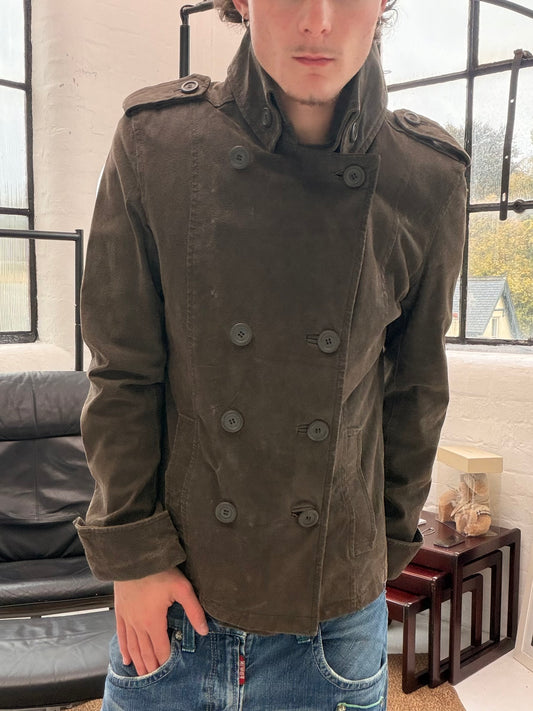 '00s Pig Skin Leather Pea Coat (S)