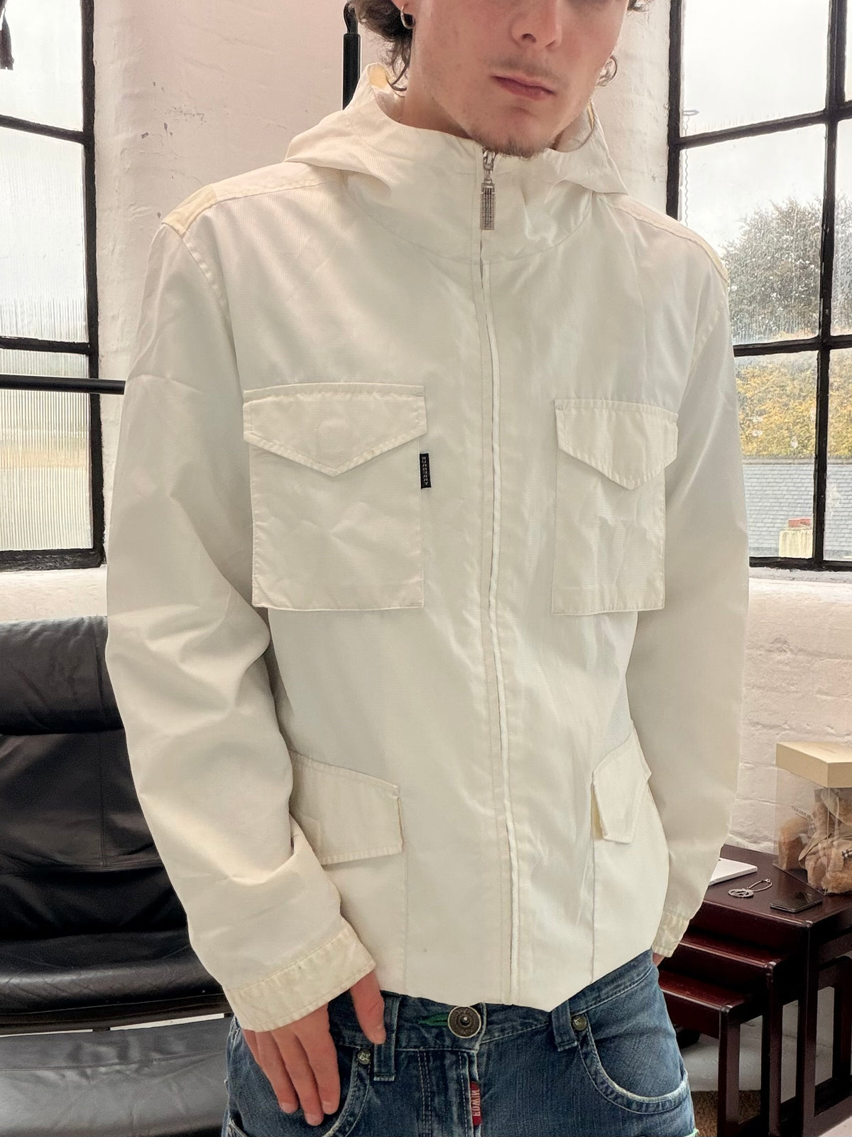 '00s Burberry Black Label Military Jacket White (M)