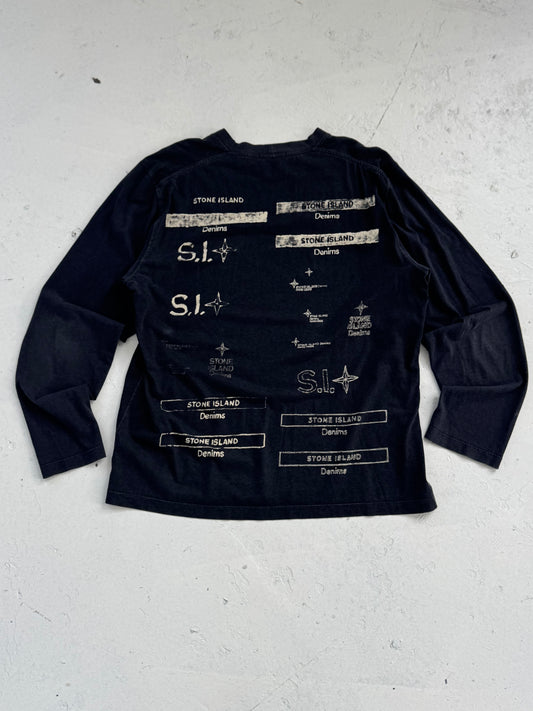 00s Stone Island Denims Logo Spellout Long Sleeve T-Shirt (L)