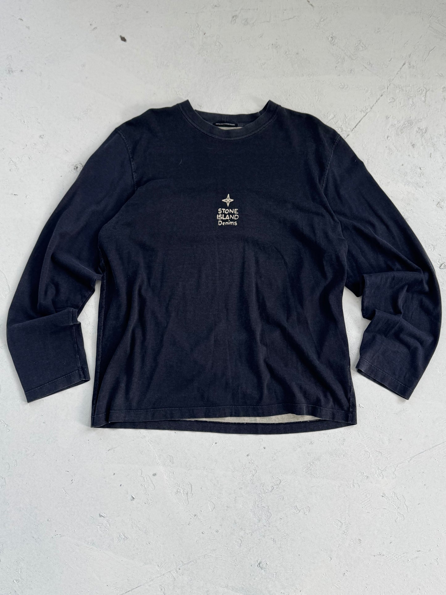 00s Stone Island Denims Logo Spellout Long Sleeve T-Shirt (L)