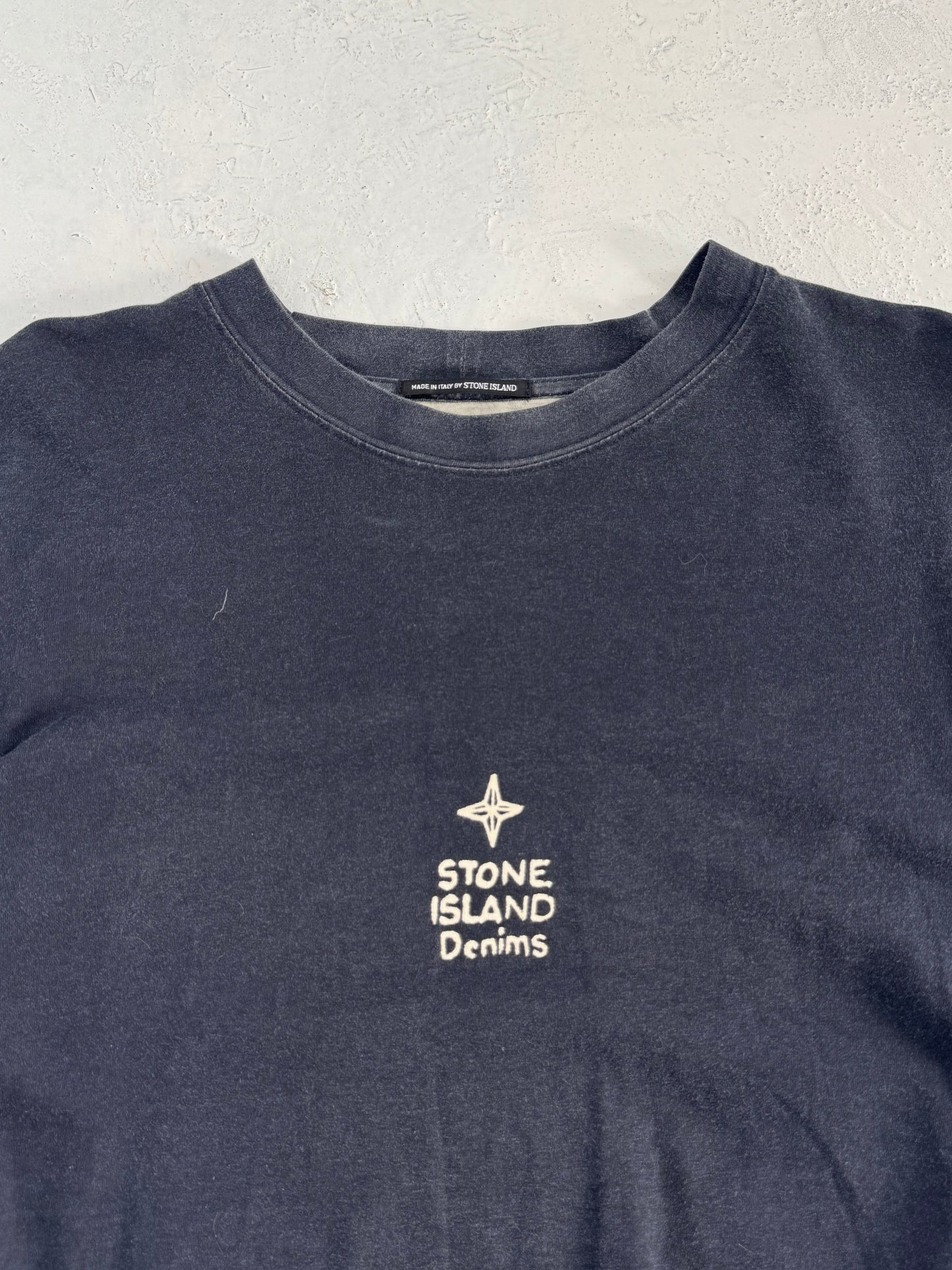 00s Stone Island Denims Logo Spellout Long Sleeve T-Shirt (L)