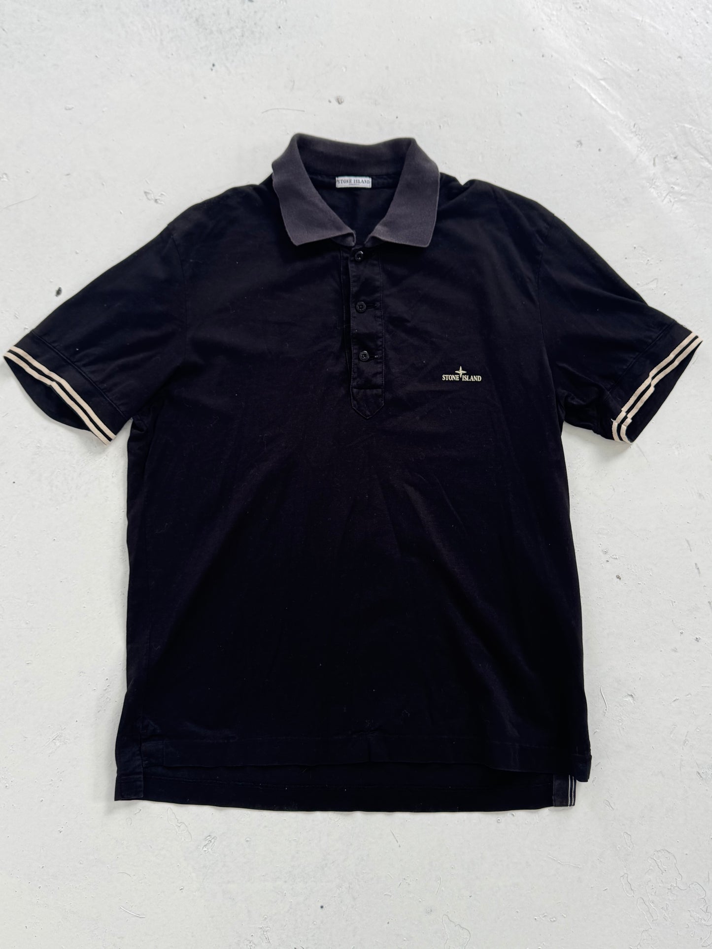 '00s Stone Island Fine Mesh Spellout Logo Polo (M)