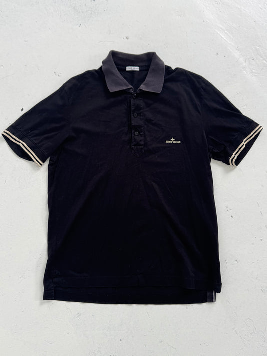 '00s Stone Island Fine Mesh Spellout Logo Polo (M)