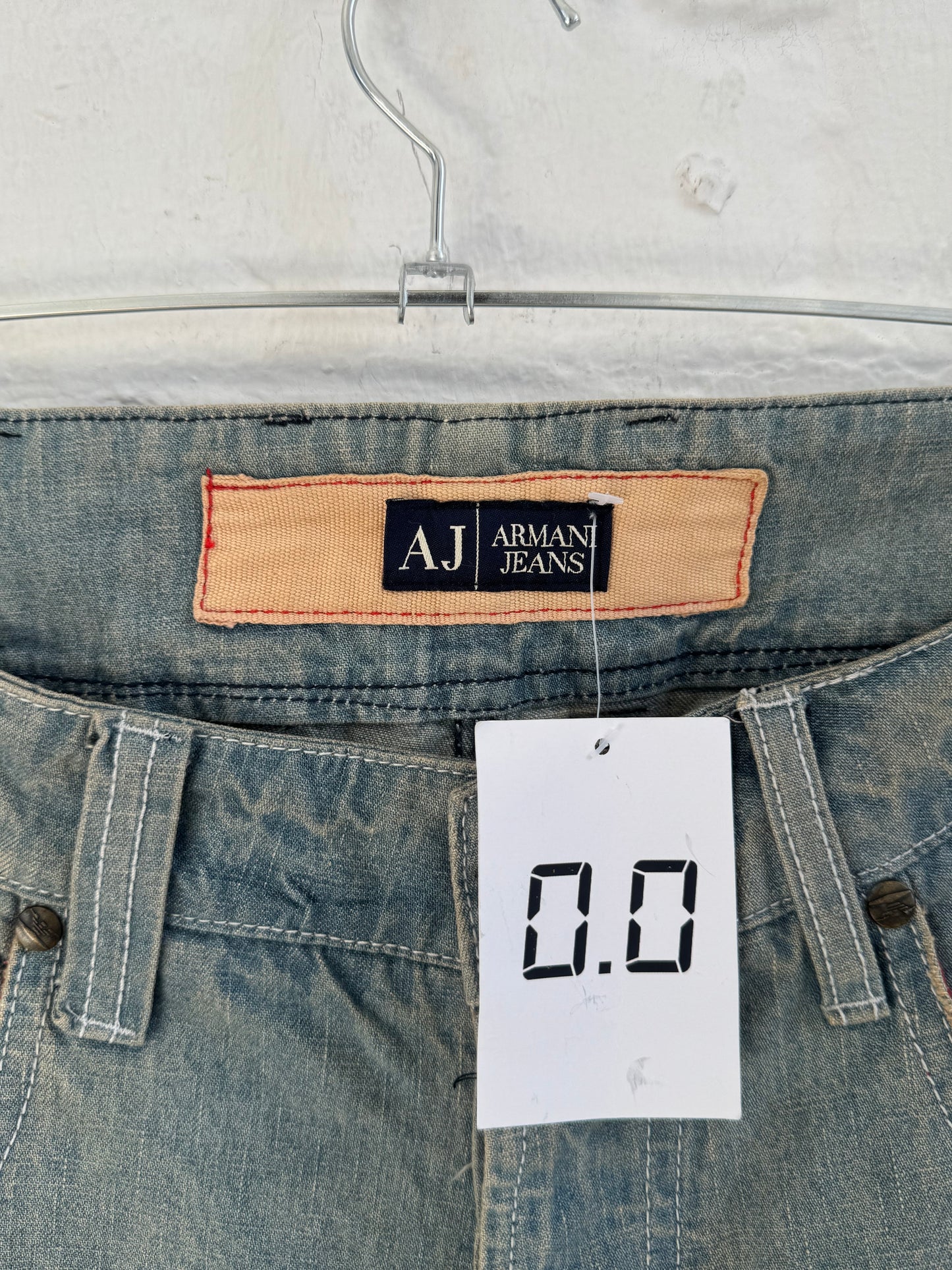'00s Armani Jeans Stone Washed Wide Carpenter Denim Jeans (32)
