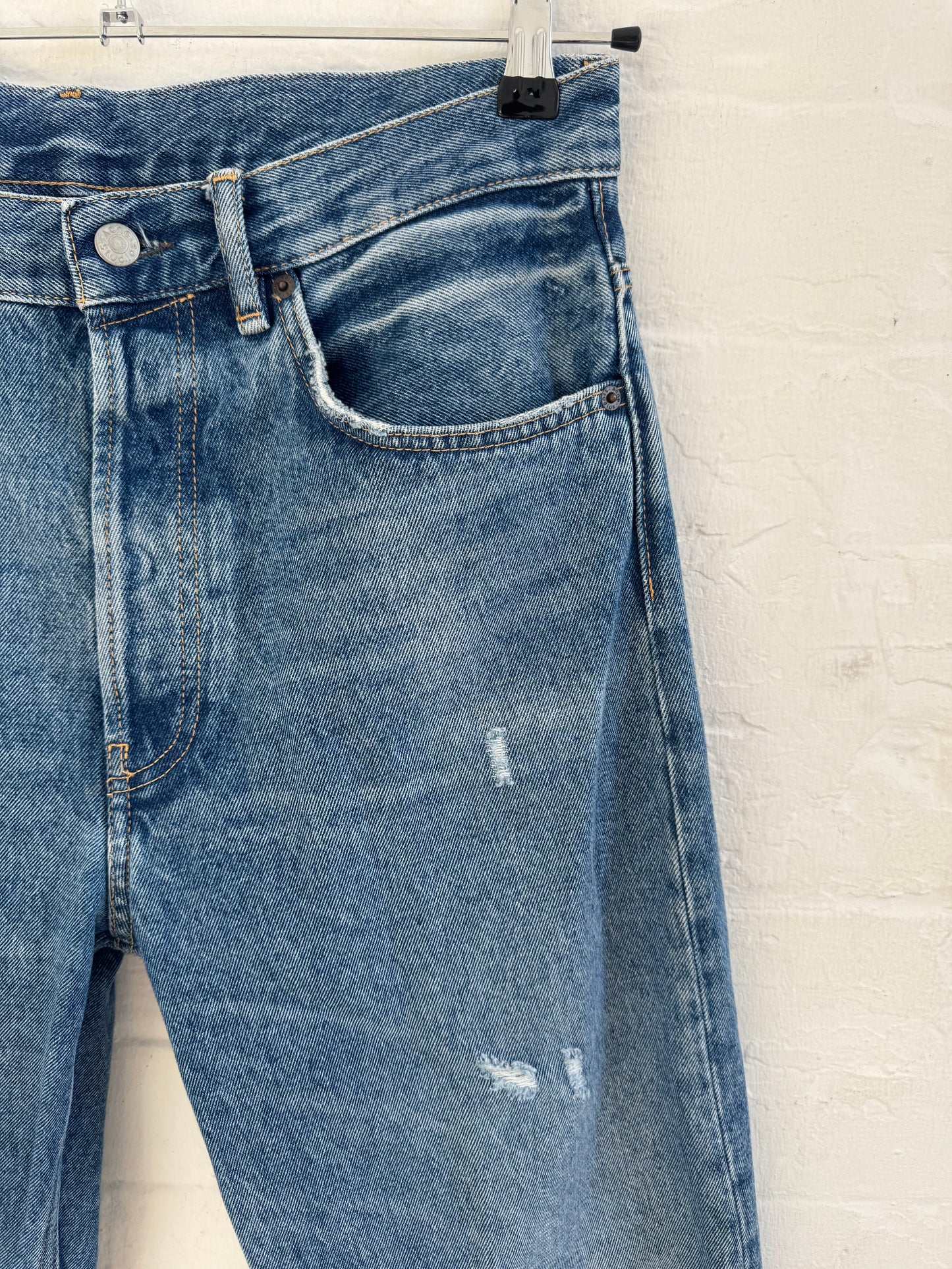 Acne Studios Distressed Mid Wash Bootcut Denim Jeans (31)