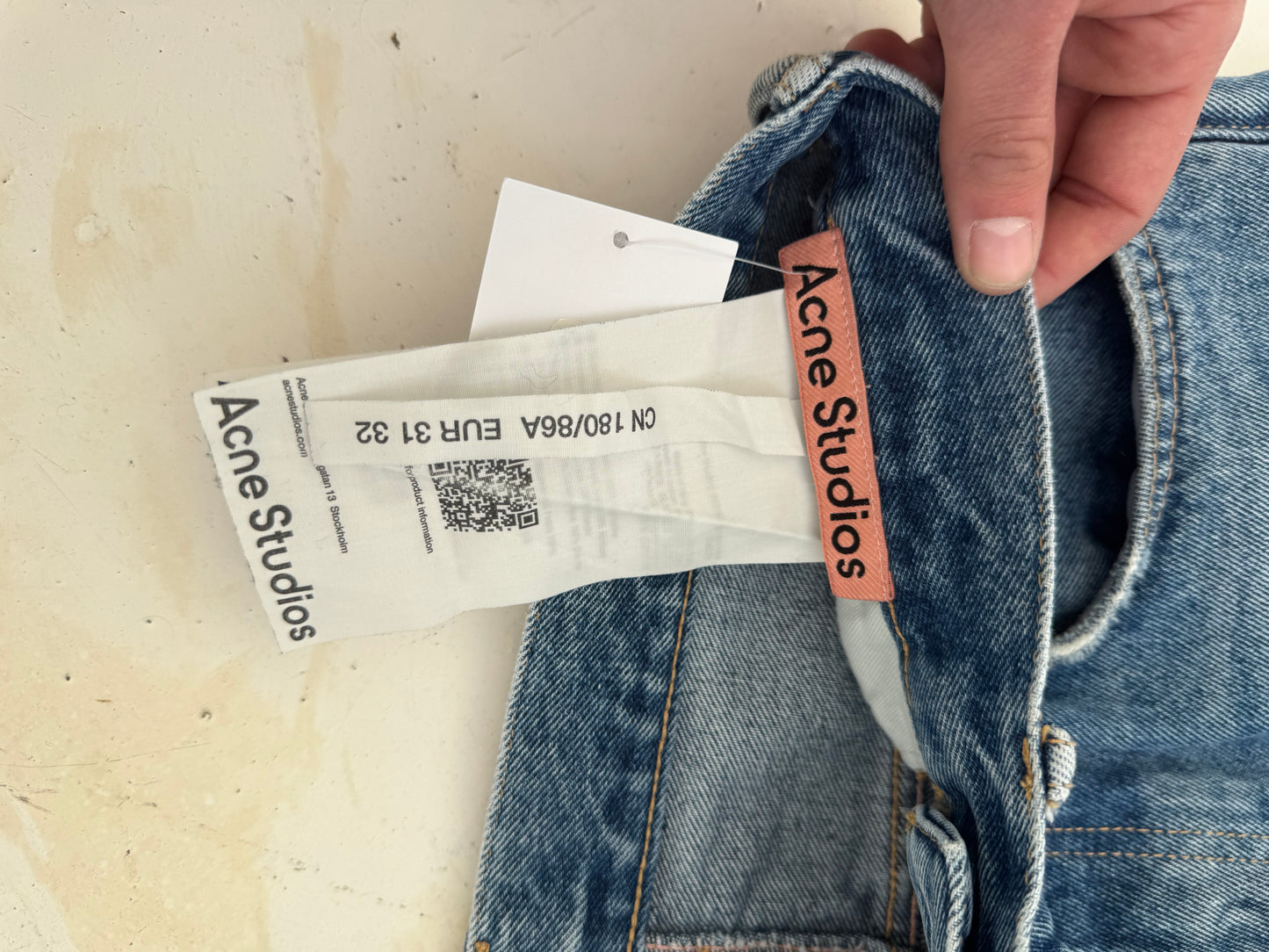 Acne Studios Distressed Mid Wash Bootcut Denim Jeans (31)