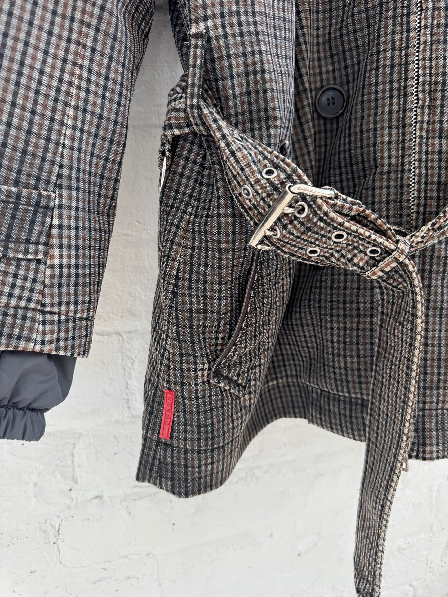 '00s Prada Sport Club Check Utility Trench Coat (8/S)