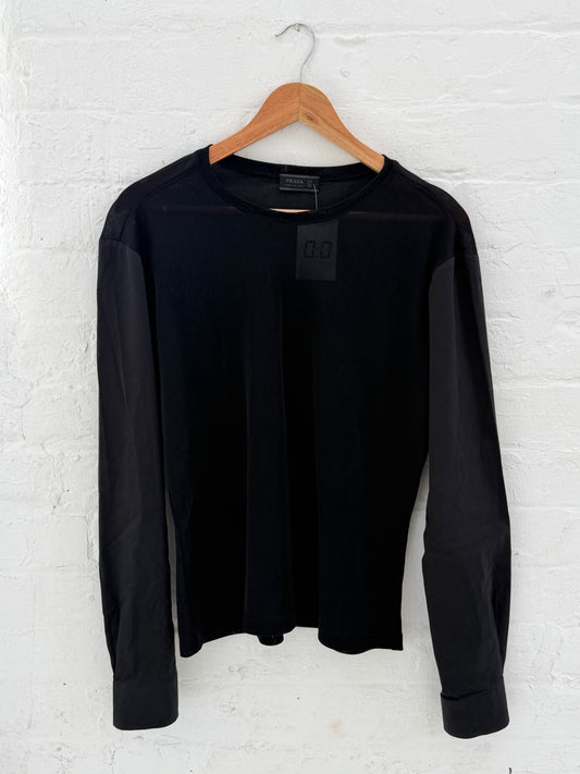 '99 Prada Micro Mesh Shirt/Long Sleeve Hybrid (S/M)
