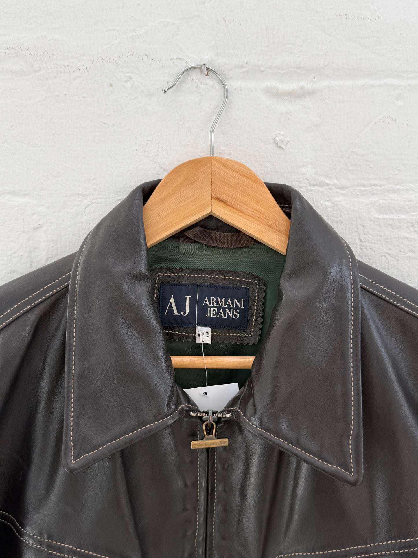 '00s Armani Jeans Leather Flight Jacket (M)