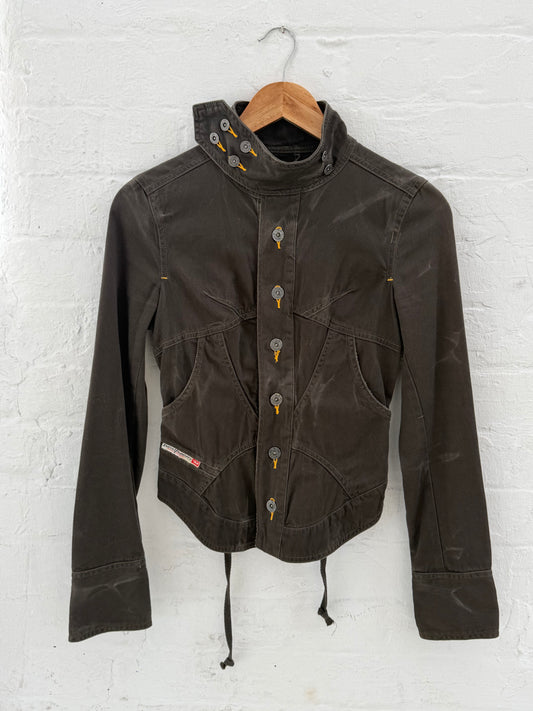 '00s Diesel Military Style Corset Canvas Jacket (6/XS)