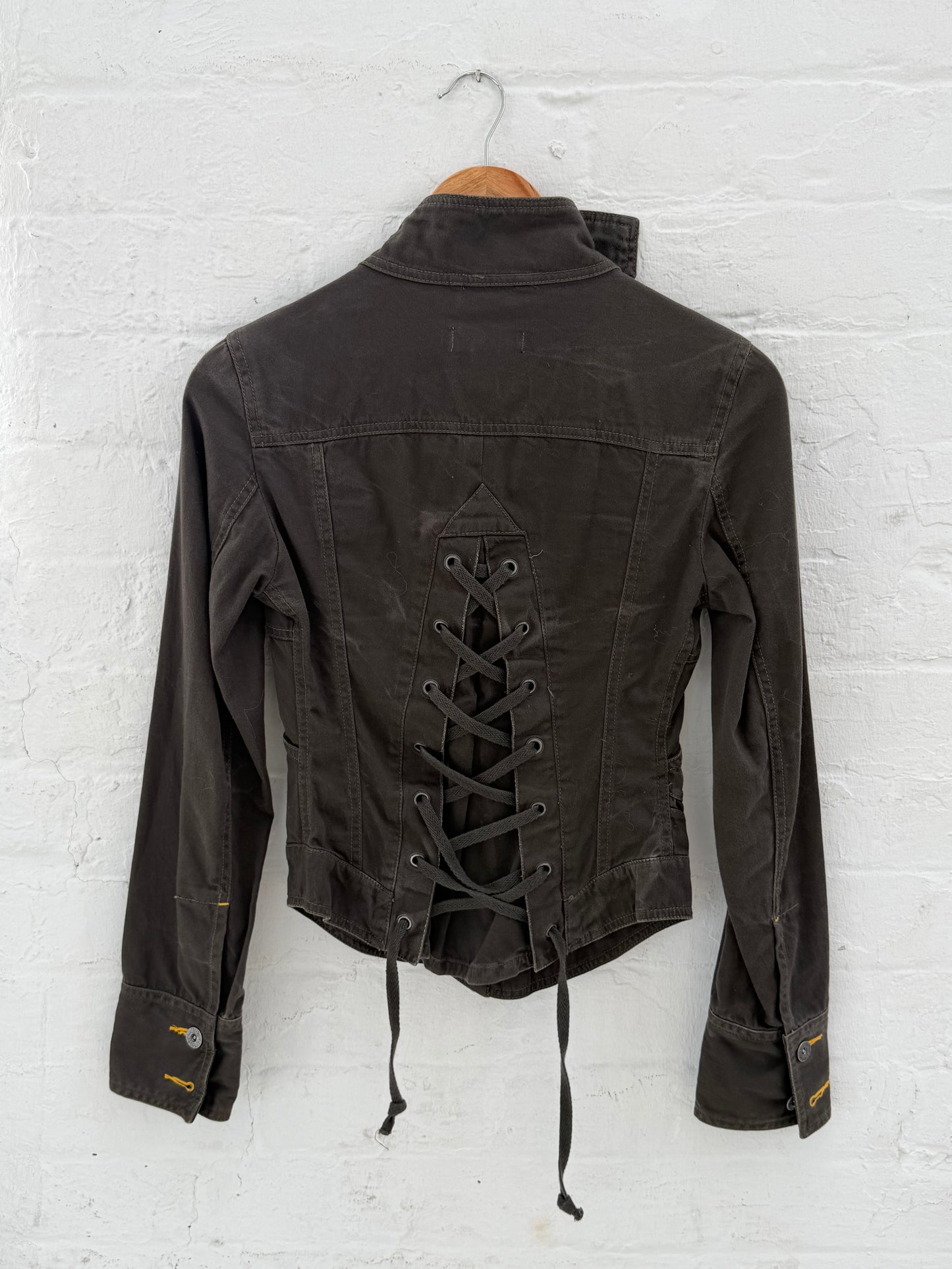 '00s Diesel Military Style Corset Canvas Jacket (6/XS)